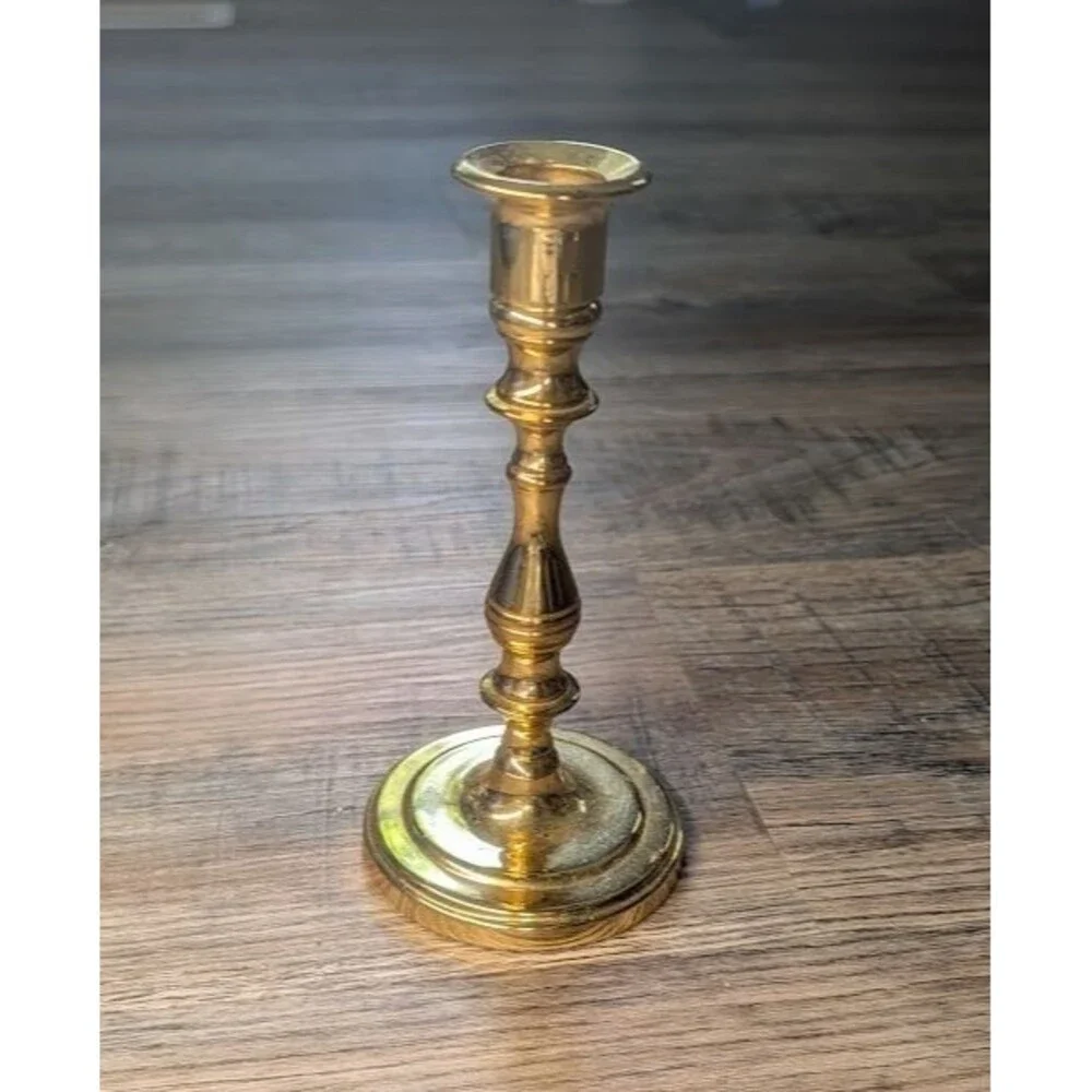 Vintage Heavy Solid Brass 7” Candlestick Holder Baluster Taper